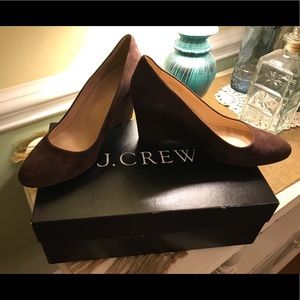 J.Crew dark brown suede wedges